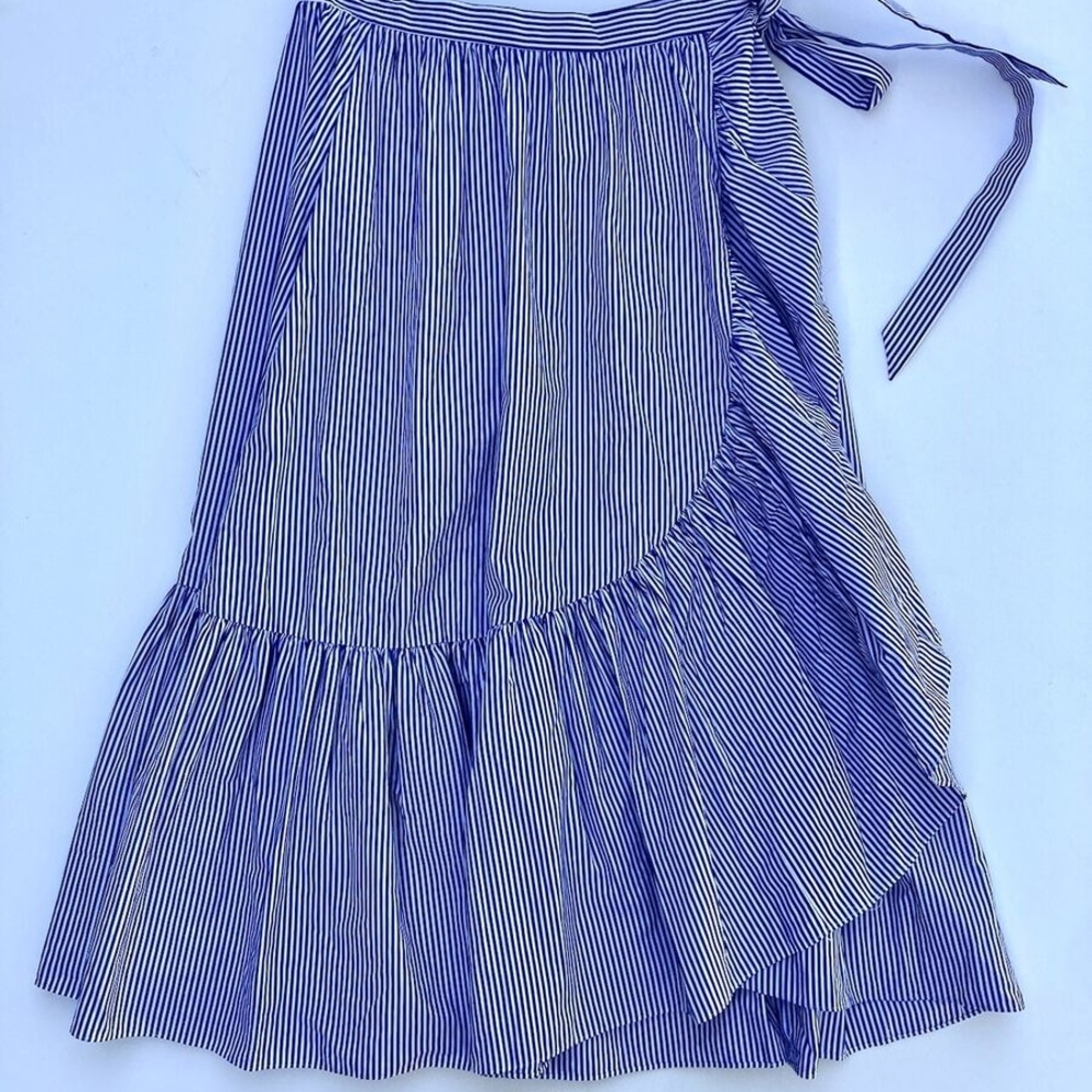 J. Crew Blue and Purple Wrap Midi Skirt